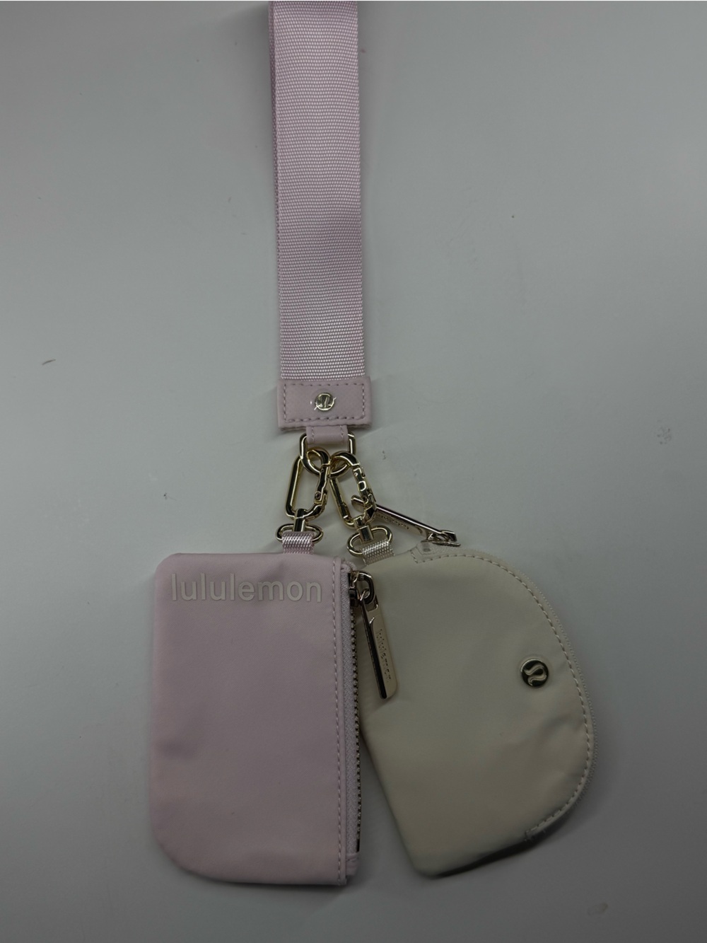 lululemon athletica Pink and Cream Mini Pouch Set with Strap